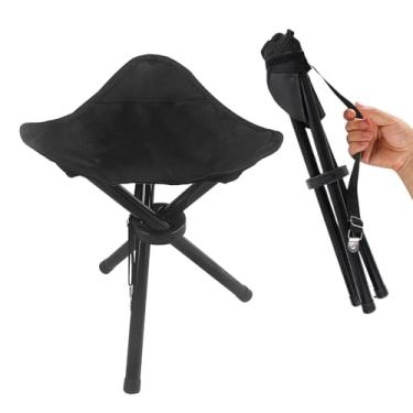 Imagem de XONYOOM Banqueta dobrável de três pernas para viagem, banquinho dobrável para tripé, mini cadeiras dobráveis para acampamento ao ar livre, caminhadas, caça, pesca, viagens