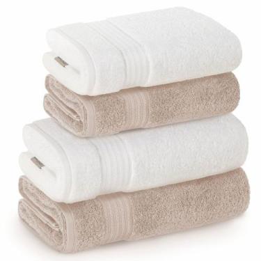 Imagem de Jogo de Toalhas de Banho com 04 Peças Magna Aura e Branco - Karsten, N