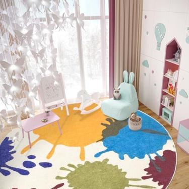 Imagem de SKGULE Tapete redondo infantil colorido para berçário, tapete antiderrapante, tapete ultramacio para quarto, sala de jogos, sala de aula (grafite, 1,8 m redondo)