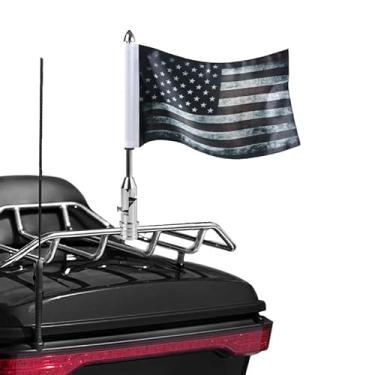 Imagem de Suporte de mastro de motocicleta e 6 x 9 bandeiras dobrável 90 graus suporte de mastro para suporte de bagagem, adequado para racks de 1/2 polegada Harley Touring Spring Honda Goldwing etc.RONGZHI Motorcicle Flags