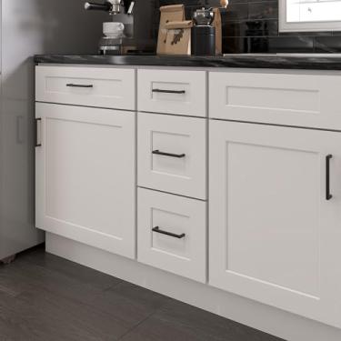 Imagem de Furinno Armário de cozinha com base de gaveta pronto para montar com 3 gavetas, 61 cm (D) x 30 (L) x 87 cm, branco