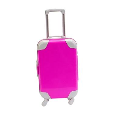 Imagem de Kokiya Mala de boneca de 18 polegadas, mala de brinquedo para bebê, mini carrinho, de viagem com rodinhas, mini de viagem para festa infantil, Rosa Vermelha