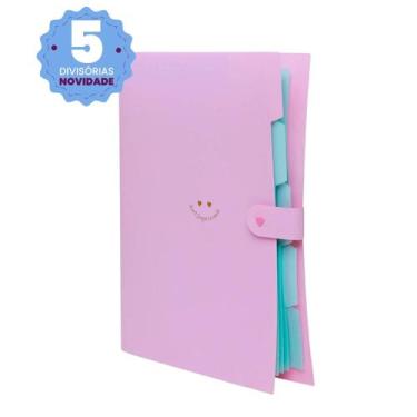 Imagem de Pasta Sanfonada Organizadora 5 Divisórias Semanal Polibras, Rosa Paste