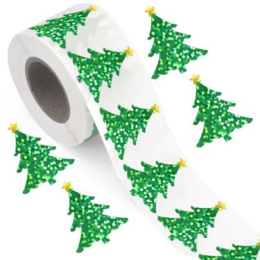 Imagem de 500 Un. Adesivos de Natal, Adesivos Decorativos Autoadesivos à Prova d'Água para Envelopes Diários Presentes Artesanatos Artigos para Festas (Árvore de Natal Verde)