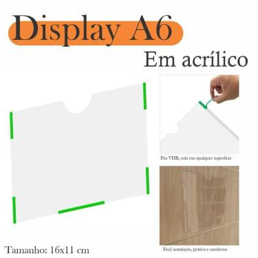 Imagem de 50 Display Parede Quadro Aviso Porta Folha A6 Acrílico Horiz