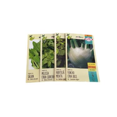 Imagem de Kit de Sementes de Ervas Aromáticas, 4 Variedades: Sálvia, Melissa/Erva Cidreira, Hortelã/Menta, Funcho/Erva Doce, 100% Natural