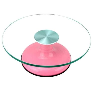 Imagem de Bailarina De Vidro Giratória Rosa 30Cm Com Rolamento Duplo