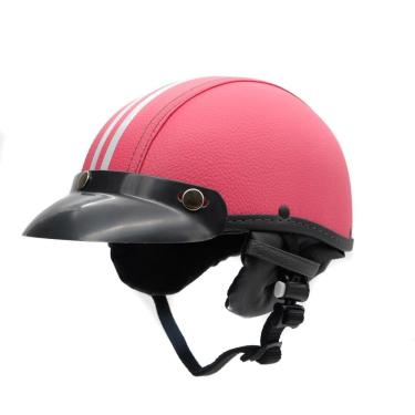 Imagem de Capacete coquinho scooter moto elétrica bike couro rosa