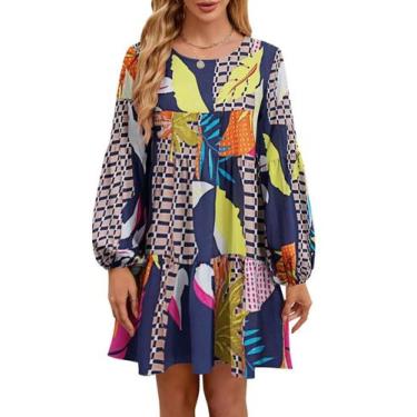 Imagem de Vestido de outono QACOHU 2024 Fashion Loose Flowy Minivestido feminino