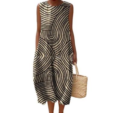 Imagem de Vestido maxi feminino Akivide com estampa floral boho de verão com bol