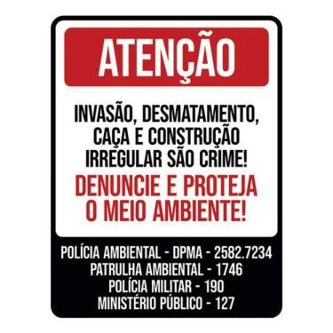 Imagem de Kit 5 Placa Invasão Desmatamento Caça Denuncie36X46