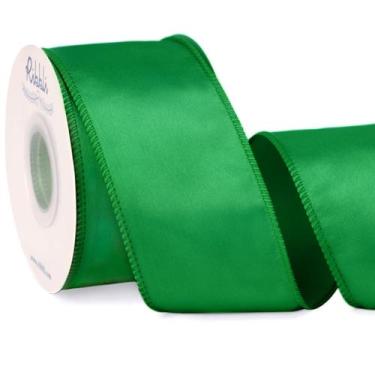 Imagem de Fita de fita verde esmeralda com fio de cetim 6,35 cm Natal 20 cm - Ri