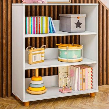 Imagem de Estante para Livros Margava 3 Prateleiras Branco - Pnr Móveis