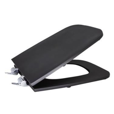 Imagem de Assento Sanitário Poliéster para Louça Boss (incepa) Slow Close Cromado Preto Fosco