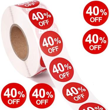 Imagem de 1000 adesivos com 30% de desconto, adesivos redondos de 2,5 cm com 30% de desconto, etiquetas de promoção prática, etiquetas de vendas para lojas de varejo, supermercados, lojas (vermelho)