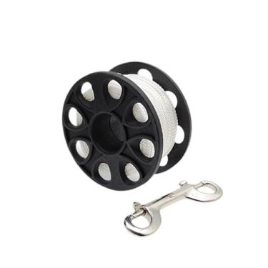 Imagem de YIJU Carretel de mergulho com carretel de dedo de mergulho com clipe para naufrágios, com snorkel e pesca submarina, equipamento subaquático, 30 Metros