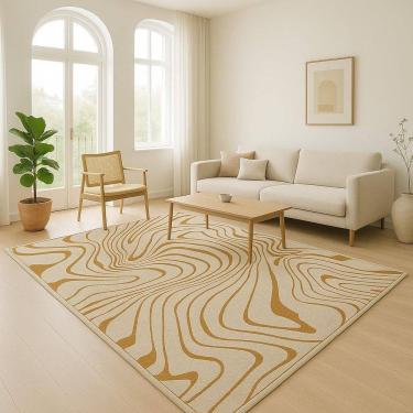 Imagem de Tapete Sala 300X400Cm 3X4 Sem Pelo Organico Bege Dourado