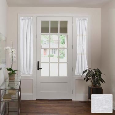 Imagem de H.VERSAILTEX Cortinas francesas de linho, semitransparentes, com redução de luz, portas de privacidade, capa de janela com amarração | bolso para varão 1 painel para portas de vidro para sala de estar