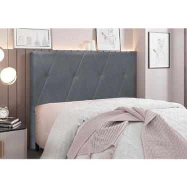 Imagem de Cabeceira Cama Box King 195 cm Aquilla Veludo Cinza S04 - D'Rossi - DR