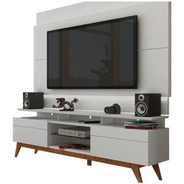 Imagem de Rack Com Painel Para Tv 60 Polegadas Branco Classic +2g Com Led - Imcal Móveis