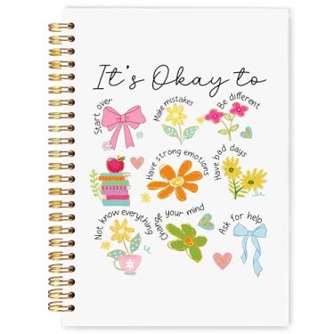 Imagem de WARDOS Caderno floral de saúde mental Coquette 13 x 20 cm, caderno de diário inspirador, diário guiado para saúde mental, presentes de psicologia, material de escritório de terapia
