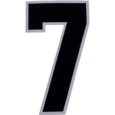 Imagem de 1 patch de número de chenille preto de 20 cm, aplique de ferro para roupas, jaquetas, mochilas, estilo universitário, número grande, par com adesivos de letras universitárias, borda branca (preto 7)