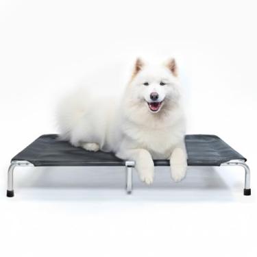 Imagem de Cama Suspensa Elevada Pet para Cachorro Leve Resistente Aluminio 105x70cm Tamanho GG Suporta Até 70kg - Dogets (Preto)