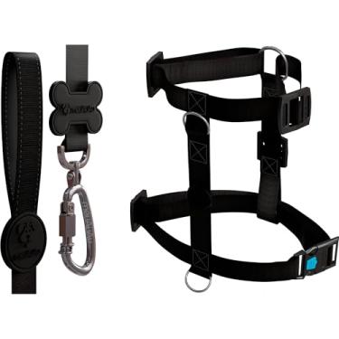 Imagem de Kit H 3 em 1 Com Peitoral H Para Cachorro, Guia Tradicional e QR Code Localizador (Preto, G)