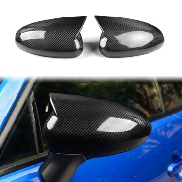 Imagem de Conjunto de 2 capas de espelho retrovisor externo rebatíveis eletricamente em fibra de carbono real, compatíveis com Toyota GR86 BRZ 2022-2025. Acessórios automotivos leves.
