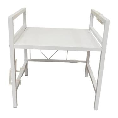 Imagem de Ioensy Prateleira para armário de forno de micro-ondas, 1 camada, economiza espaço, suporte para padeiros, armazenamento de utensílios de mesa para banheiro, Branco