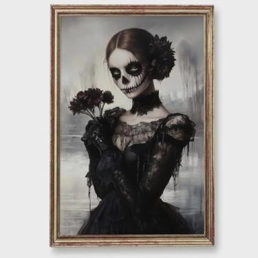 Imagem de Imagem de mulher gótica, arte de parede em tela Dark Academia, impressões vitorianas temperamentais, tela gótica, vintage, mulher vitoriana, arte de parede, imagens estéticas escuras, temperamentais