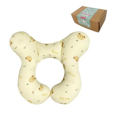 Imagem de Wedfull Almofada de descanso de cabeça de bebê para carrinho de bebê, almofadas de apoio de queixo para bebês, almofada de proteção de pescoço para viagens, urso musical
