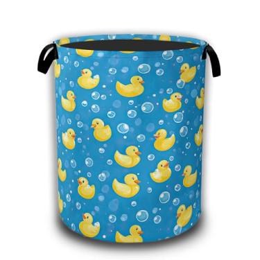 Imagem de Cesto de roupa suja, cestos engraçados de pato amarelo, tecido Oxford impermeável, armazenamento de brinquedos para quarto, banheiro, berçário, 40 x 51 cm