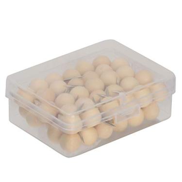 Imagem de Alfinetes de madeira Placas de cortiça Tachinhas decorativas em vários formatos Práticos Estilo bonito perfeito para mapas de parede de fotos Escritório Escola Decoração de casa (60 pregos de bola de