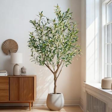 Imagem de Oliveira artificial de 1,2 m para decoração de casa, oliveira falsa grande, estilo moderno de casa de fazenda, planta de chão para árvores artificiais internas para decoração de casa, arbol de olivo