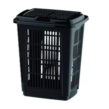 Imagem de Cesto Organizador de Roupas Roupeiro Multiuso com Tampa 30 Litros Preto