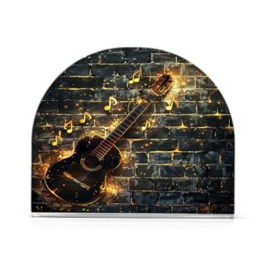 Imagem de Wassud Porta-guardanapos de acrílico para guitarra preta, dispensador de guardanapos de papel moderno em forma de U para mesa, cozinha, sala de jantar, bancada 1 peça (comporta 50-60 guardanapos)