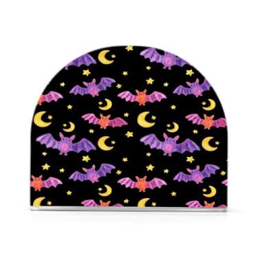 Imagem de Wassud Porta-guardanapos acrílico Night Cute Bats, dispensador de guardanapos de papel moderno em forma de U para mesa, cozinha, sala de jantar, bancada 1 peça (comporta 50-60 guardanapos)