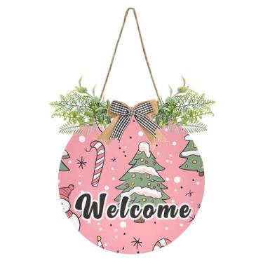 Imagem de YETTASBIN Placa de boas-vindas para árvore de Natal, placa de parede à prova d'água, guirlanda decorativa de alpendre para inauguração de casa, quintal, jardim, decoração de férias, 30 x 30 cm