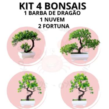 Imagem de Genérico, Completo Kit 4 Bonsai Artificial Modelos Nuvem Fortuna e Barba de Dragão – Estilo Natural