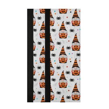 Imagem de Burbuja Conjunto de 2 capas de maçanetas de porta de geladeira Gnomos Holding Jack O Lanterns, lavável, forno, micro-ondas, antiderrapante, 35,5 x 14 cm