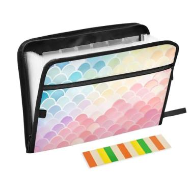 Imagem de CEBUGI Pasta expansível de 13 bolsos, impermeável, sanfonada, organizador de arquivos com etiquetas tamanho A4, organizador de documentos de papel para escola, material de escritório, escala colorida