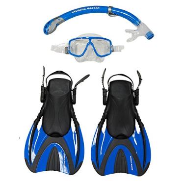 Imagem de Snorkel Master Conjunto de máscara de snorkel e nadadeiras de snorkel, azul, médio