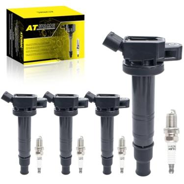 Imagem de Conjunto de 4 bobinas de ignição UF495 90919T2008 e velas de ignição de irídio compatíveis com Lexus GS F IS F IS500 LC500 RC F Toyota 4Runner Camry Corolla FJ Cruiser Matrix Solara Tacoma Tundra 2.4L