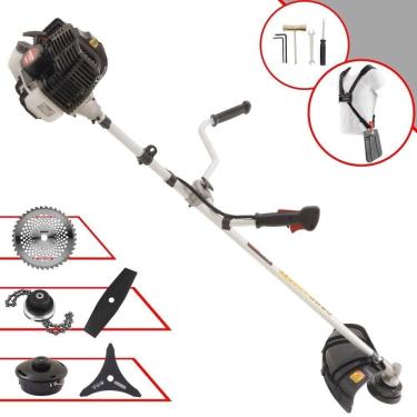 Imagem de Roçadeira Profissional Lateral Kawashima Kw52le À Gasolina 52c 2,5hp 2t + Faca 2 Pontas Duraline 330mm + Faca 40 Dentes