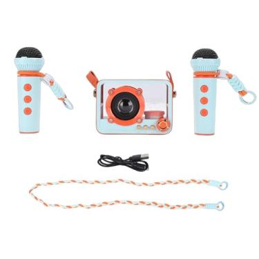 Imagem de Keenso Máquina de karaokê, Alto-falante Bluetooth Com 2 Microfones Sem Fio, Design Leve e Alça de Suspensão para Aventuras Ao Ar Livre, Festa Em Casa (Laranja)