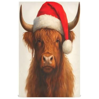 Imagem de Joisal Christmas Highland Cow Conjunto de toalhas de prato engraçadas de sálvia decoração de cozinha toalhas de mão de chá fofas panos de limpeza absorventes secagem rápida 45 x 71 cm, 1 pacote