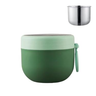 Imagem de Kit Trio Marmita Inox 304 Com Isolamento Bloqueio De Temperatura 290ML A 600ML(Verde 600 ml)