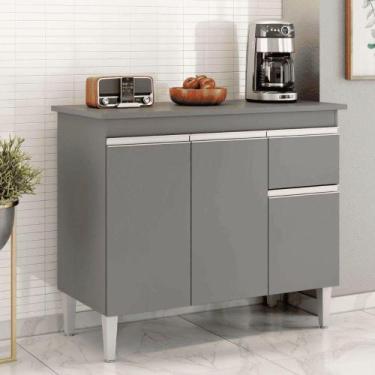 Imagem de Balcão Gabinete De Pia Para Cozinha Sem Tampo 100cm Tatiane Cinza- Mab