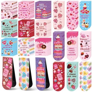 Imagem de Haooryx Marcador magnético de Dia dos Namorados – Conjunto de 36 marcadores magnéticos de sobremesa doce com marcador de página de cartão de presente de dia dos namorados para crianças, dia dos